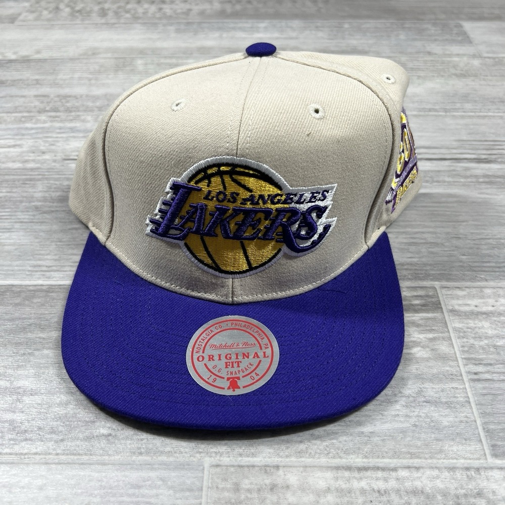 Mitchell & Ness Cream/Purple NBA Los Angeles Lakers Snapback 60th Anniversary